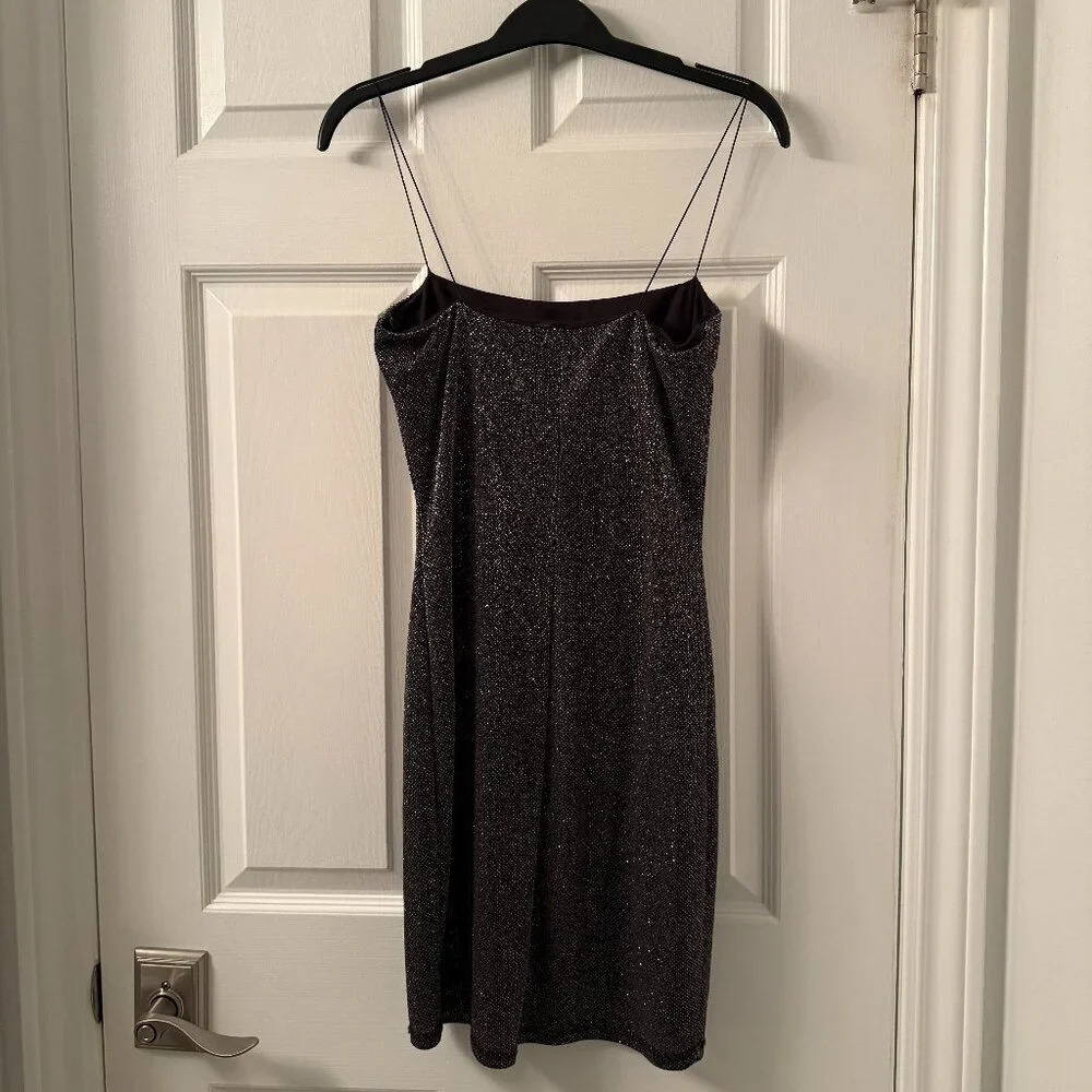 NEW Black and Silver Sparkly Studded Holiday Dress, Blanc, US S - Picture 5 of 5